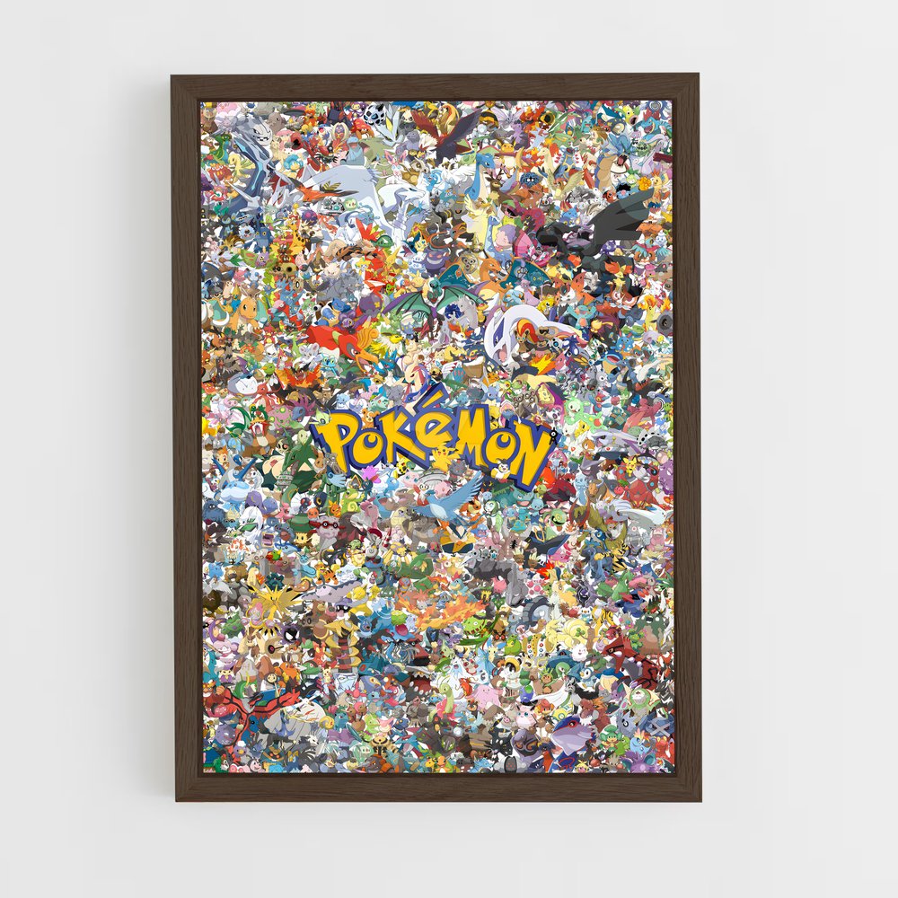 pokemon-11 cadre Bois foncé