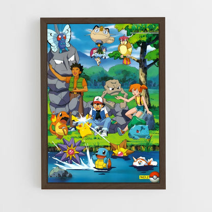 pokemon-6 cadre Bois foncé