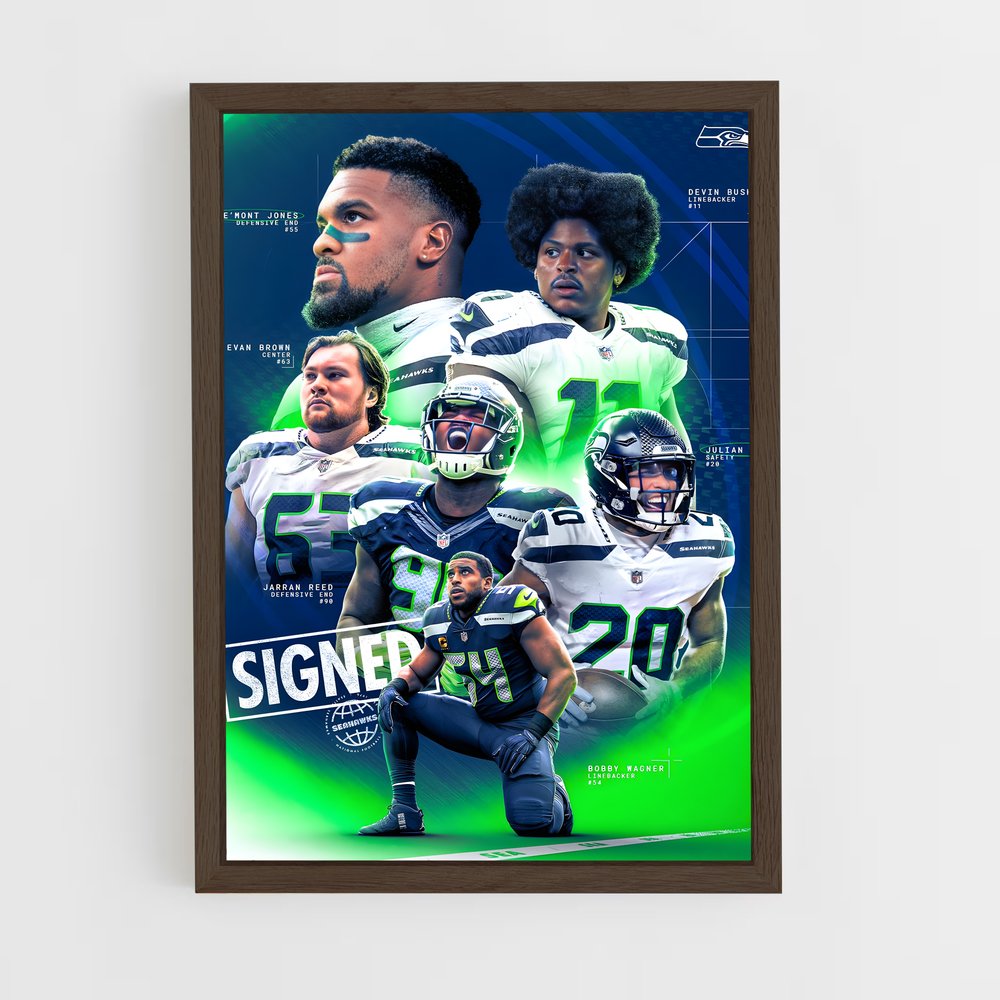 seahawks-7 cadre Bois foncé