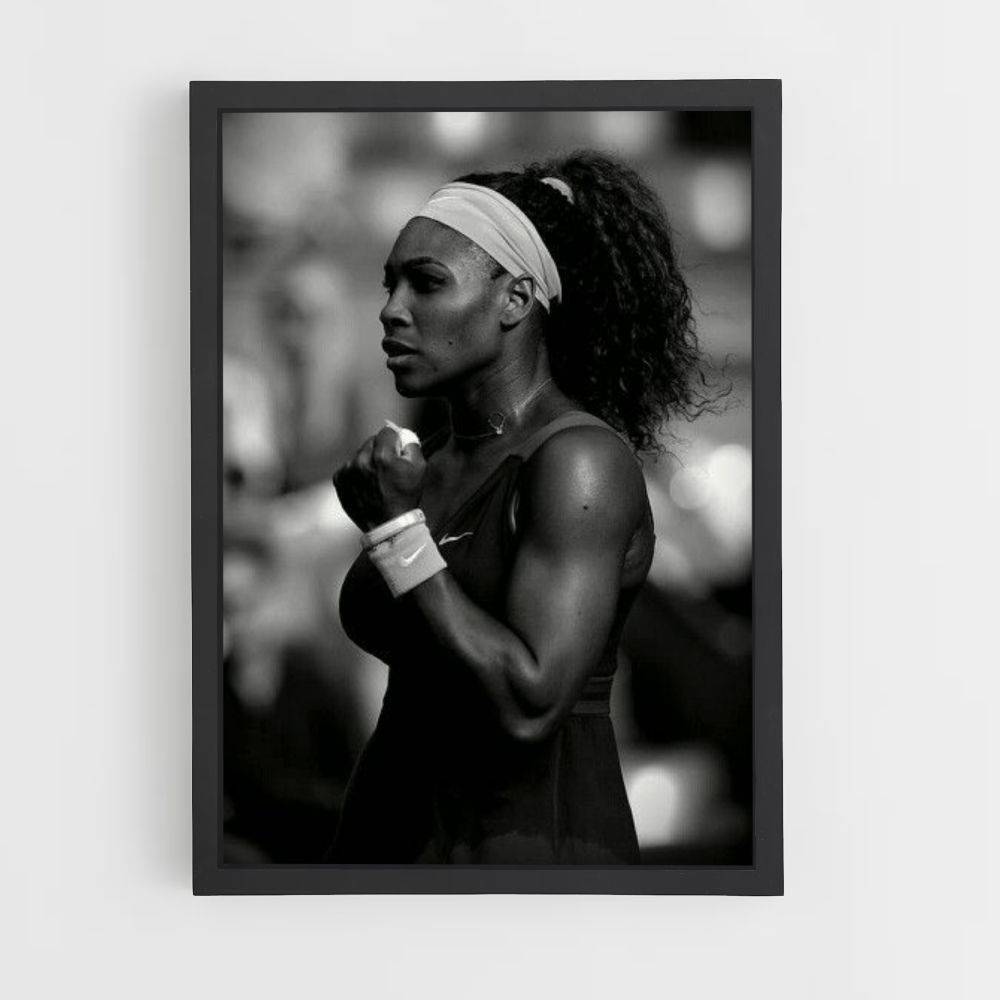 Serena Williams Black and White Poster