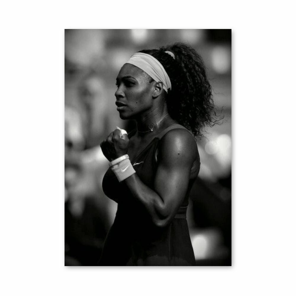 Serena Williams Black and White Poster