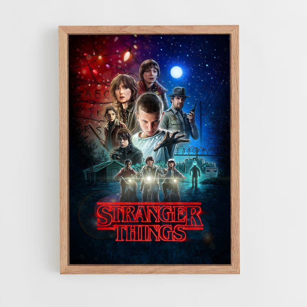 stranger-things-3 cadre Bois clair