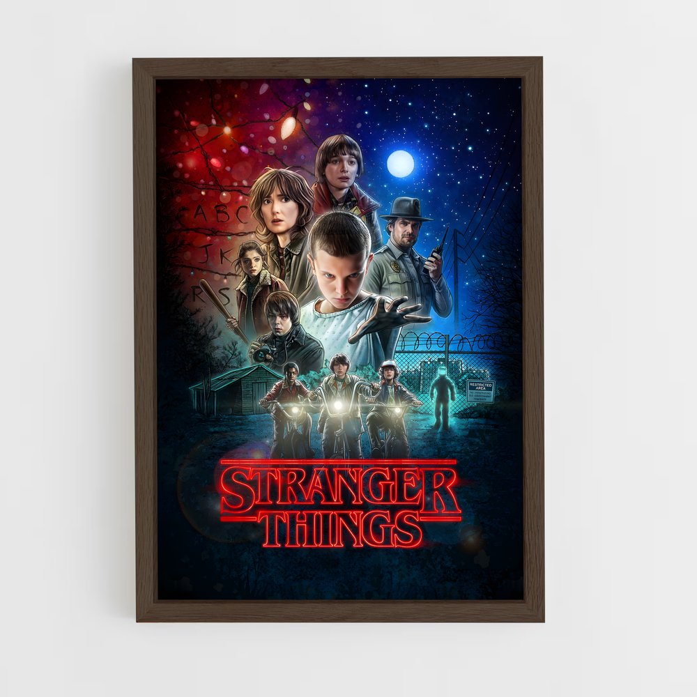 stranger-things-3 cadre Bois foncé