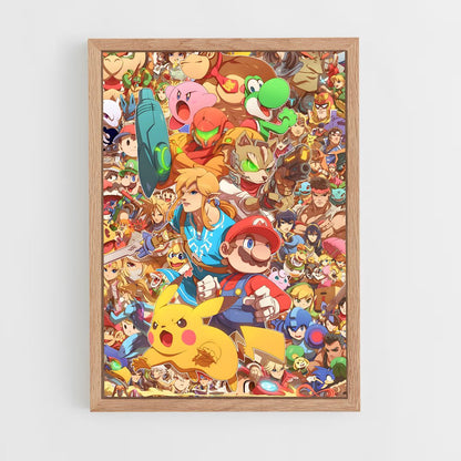 super-smash-bros-5 cadre Bois clair