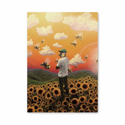 Sunflower Bees Poster