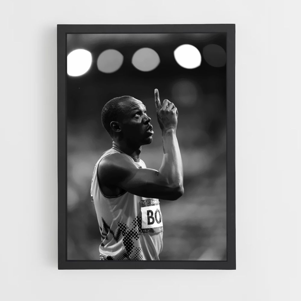 Usain Bolt Black and White Poster