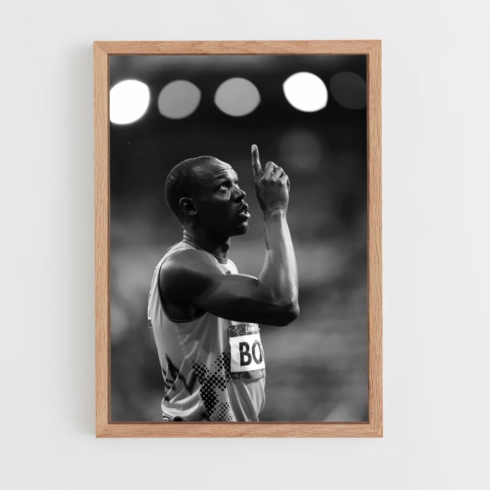 Usain Bolt Black and White Poster