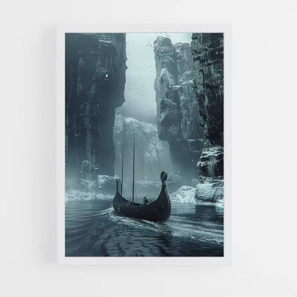 Viking Winter Boat Poster