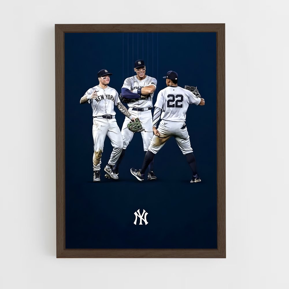 yankees-12 cadre Bois foncé