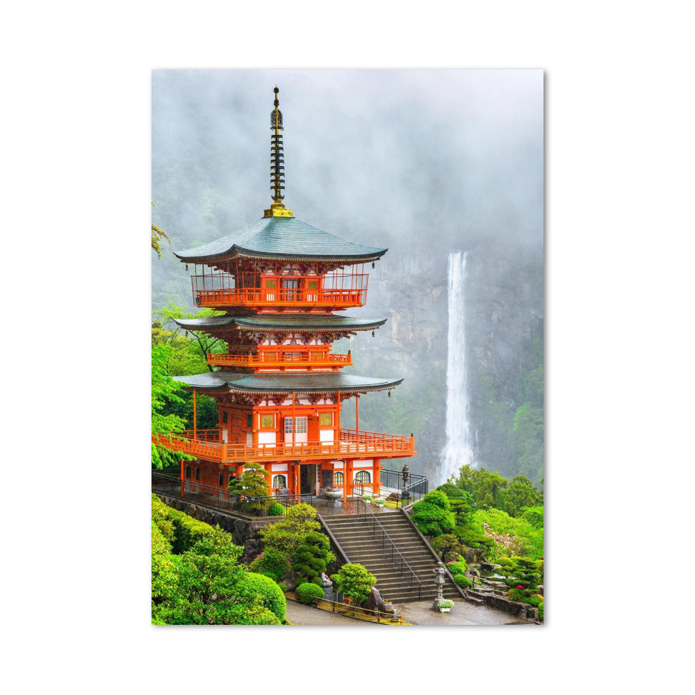 Poster Japon Temple Cascade