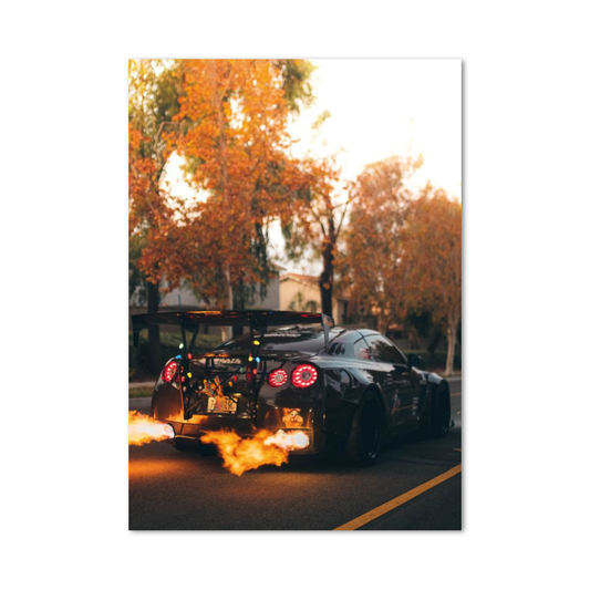 Poster Nissan GTR Flammes